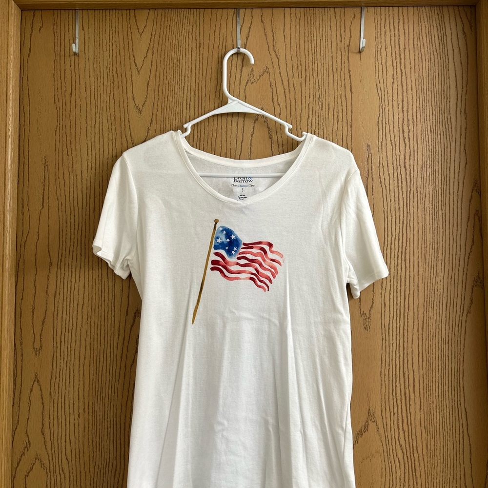 White T-Shirt with American Flag Design